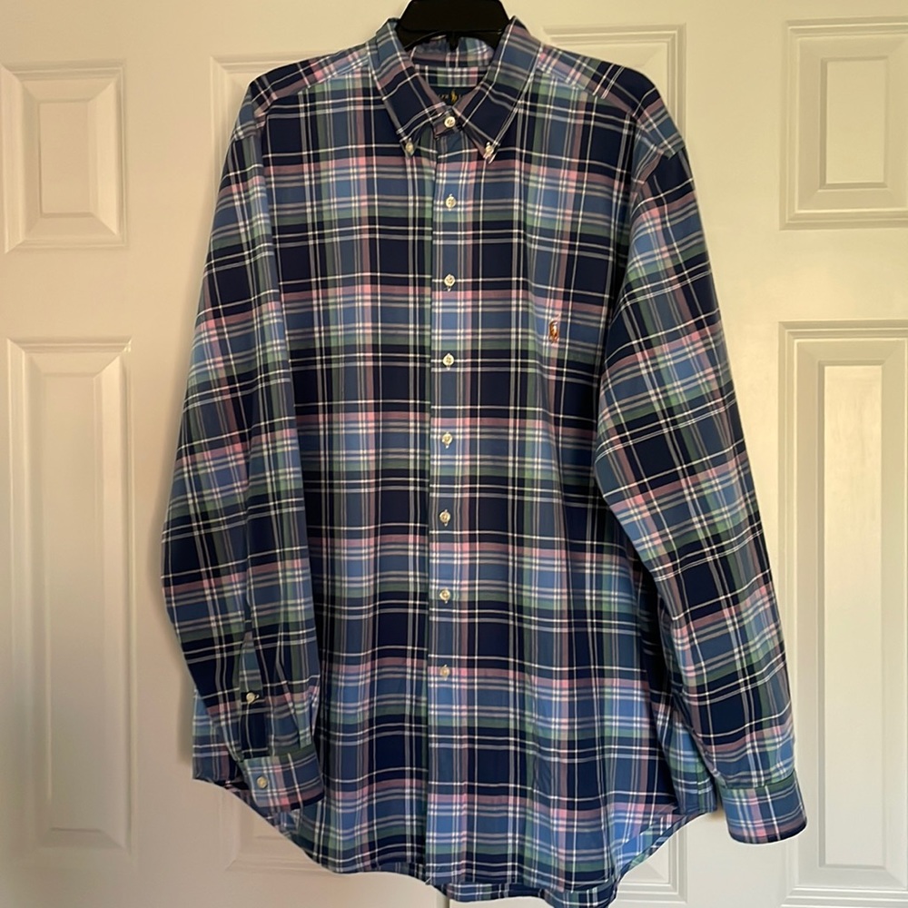 Ralph Lauren plaid dress long sleeve shirt Men’s size XLT
